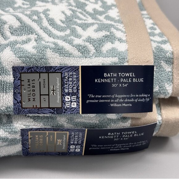 4 Pc William Morris KENNETT Pale Blue Floral Vines Bath and Hand Towel Set NEW - Picture 4 of 11